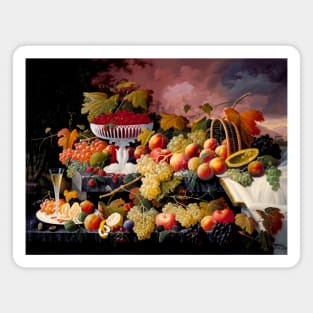 Fruit Still Life in a Landscape by Severin Roesen Magnet